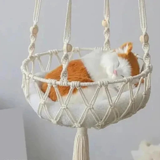 Cat Hammock Macrame Hanging Swing Cat Basket Home Pet Cat Accessories